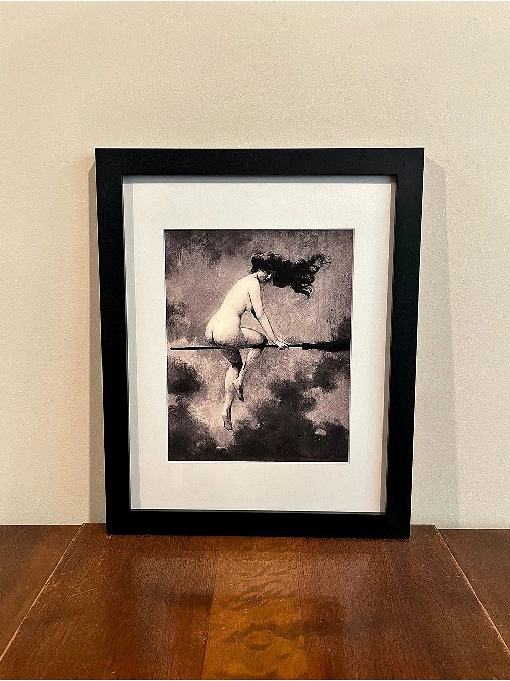 Witch On Broomstick Framed Print 12x15 Penot Depart Pour Le Sabbat Halloween Art